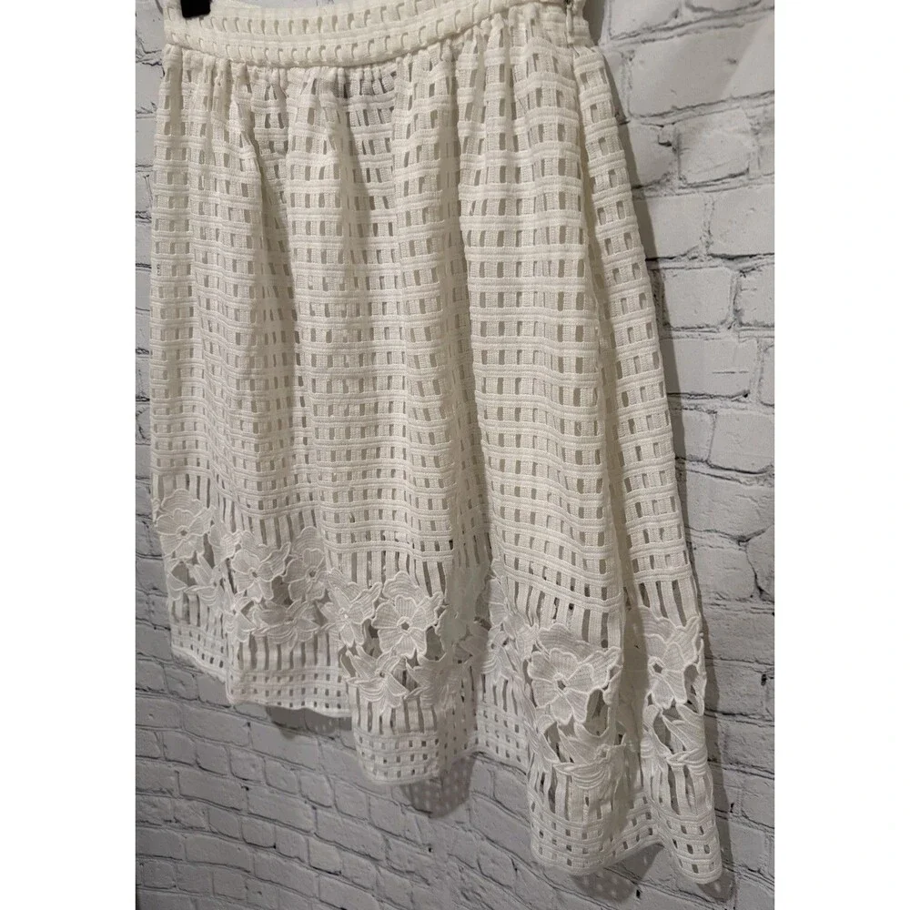 Blue Rain White Lace Cutout Midi Skirt Size Medium - Picture 3 of 9